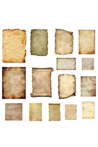 Choice A 45pcs PVC Retro Vintage parchment with Simple and Irregular Shapes That Can Be Written, Collage M.