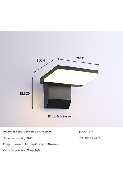 Choice warm light Black NO Sensor IP65 Waterproof Sensor Wall Lamp LED Outdoo...
