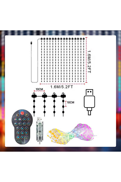 Choice 1PC Curtain Light USB 1.6M-5.3ft-256LEDS 1/2PCS Smart LED Curtain Ligh...