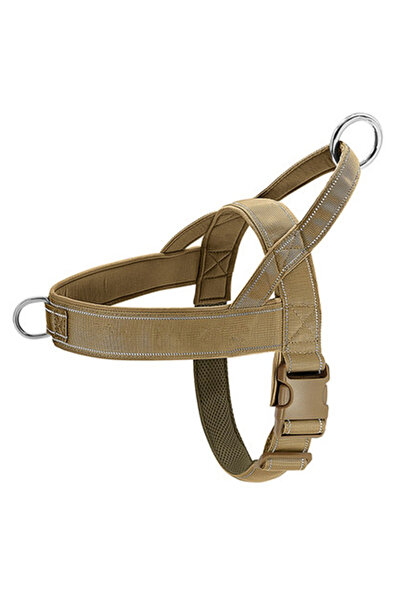 Choice XL Khaki Tactical Anti-Pull Dog Harness - 1000D Nylon Adjustable for Large Dogs, Outdoor Training Ve