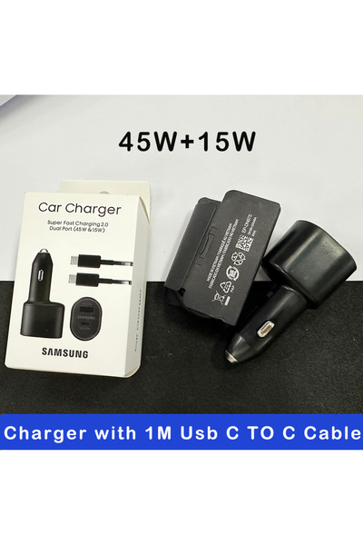 Samsung شاحن مع كابل USB Type C شاحن سيارة PD Auto Cargador 45w 15w M33 M53 M...