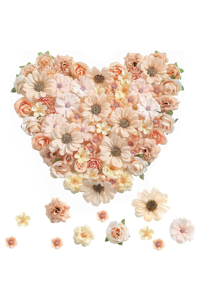 Choice 50 قطعة من رؤوس زهور الفاوانيا الاصطناعية الصغيرة بلون الشمبانيا، زهور...