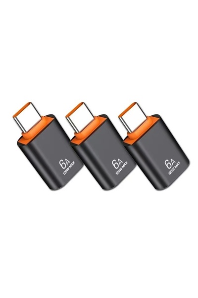Choice B-black-3pcs 6A USB إلى محول OTG من النوع C 120W USB-C ذكر إلى محول شا...