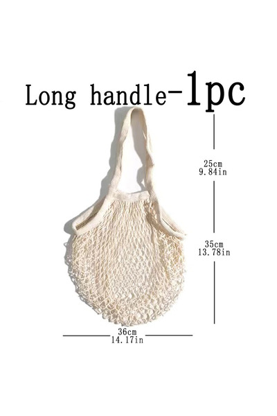 Choice Long handle -1pc Portable Shopping Bag for Fruit Vegetable Colorful Cotton Reusable Groceries Bags-S