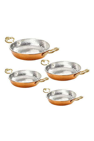Generic Handmade Ottoman-Style Copper Pan Set – Unique Design, Made in Turkey (Set of 4 pieces)