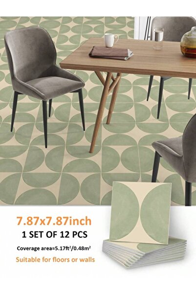 Choice 5M-4T12P20-001-AQ 12 قطعة من ملصقات الأرضيات ذات النمط الهندسي الإسكند...