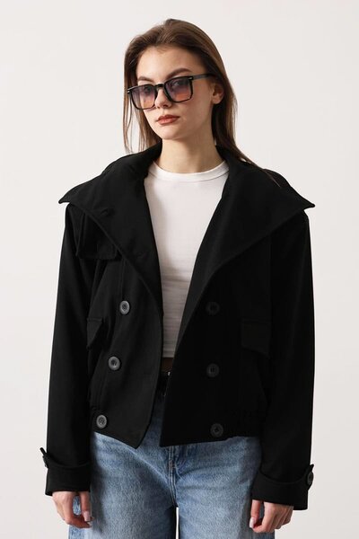 VAGGON Button Closure Double Pocket Lined Bomber Jacket