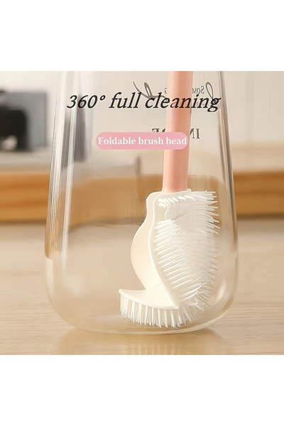 Choice WHITE Foldable 360 degree comprehensive cleaning silicone brush with long handle design, reusable fo