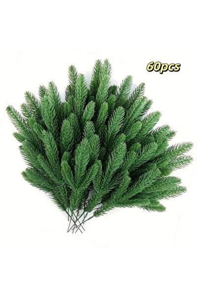 Choice مجموعة مختارة من 60 شجرة صنوبر اصطناعية، مع فروع صنوبر خضراء بلاستيكية...