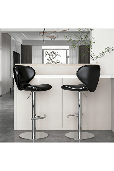 sharpdo 2-Piece Bar Stool Set, Nappa Leather High Back Bar Stool, Comfortable Adjustable High Bar Stool