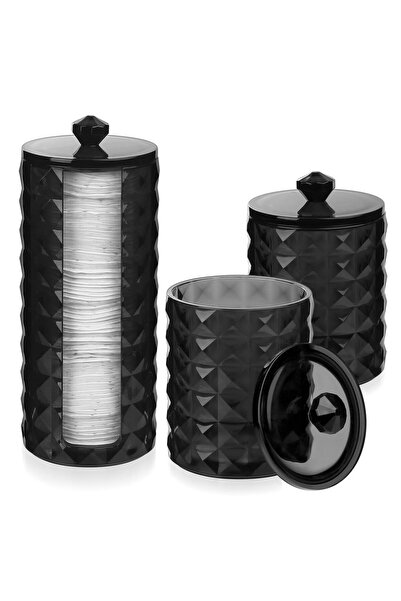 Choice 3 قطع من حامل أعواد قطنية، منظم حاوية حمام، موزع أعواد قطنية، وعاء صيدلاني شفاف