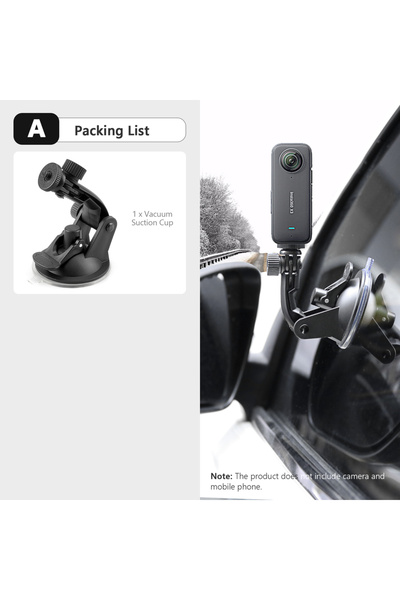 Choice حامل سيارة من Vamson لإكسسوارات Insta360 X3 مع كوب شفط زجاجي وحامل ريا...