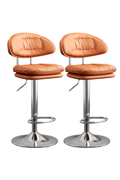 sharpdo 2PCS Bar Chair,High Back Small Round Stool, Comfortable Adjustable High Bar Chair with 360° Swivel