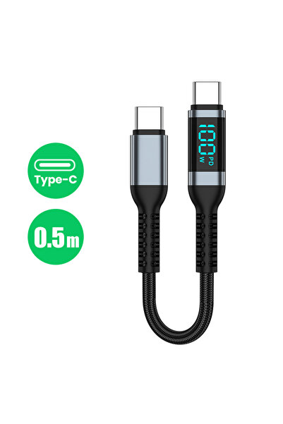 Choice كابل عرض رقمي فائق الشحن من النوع C إلى النوع C بقوة 0.5 متر وقوة 100 ...