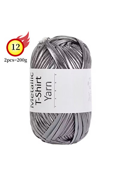 Choice 12 خيطًا من القماش المعدني اللامع باللون الرمادي الداكن، وزن كل خيط 200 غرام، مواد يدوية الصنع، خيط كروشيه متجول، مناسب