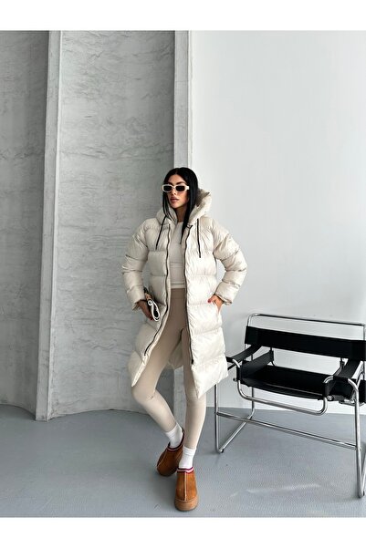 Fashionbox жіночий довгий надувний куртка з капюшоном на блискавці 25333