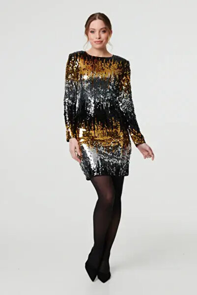 Andress Boutique Alissa Mini Dress, Silver and Gold