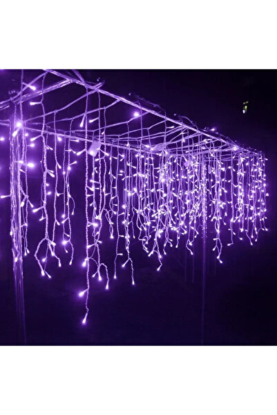 Choice قابس الاتحاد الأوروبي أضواء عيد الميلاد الأرجوانية للديكور الخارجي مصباح ليد متدلي ستارة سلسلة جليدية أضواء الحديقة