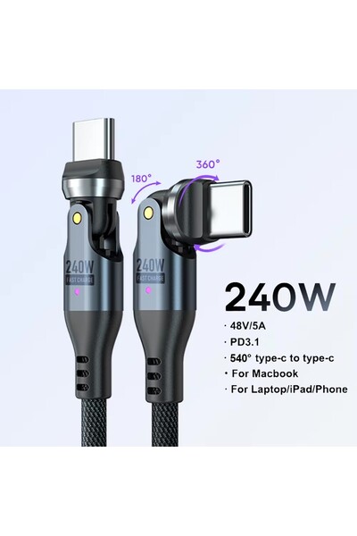 Choice كابل AUFU USB C إلى Type C بطول 1.8 متر وقوة 240 واط، مناسب لأجهزة iPh...