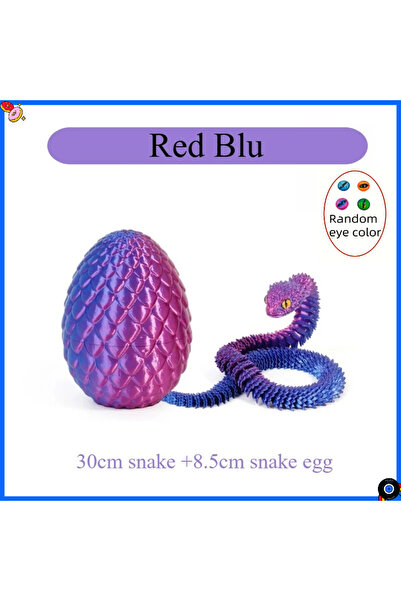 Choice Red Blu 3D Printed Snake with Egg Mobility Simulate Snake Ornament Des...