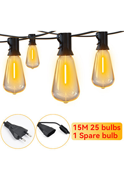 Choice قابس الاتحاد الأوروبي 15 متر 25 لمبة سلسلة ضوء خارجي ST38 أضواء معلقة ...
