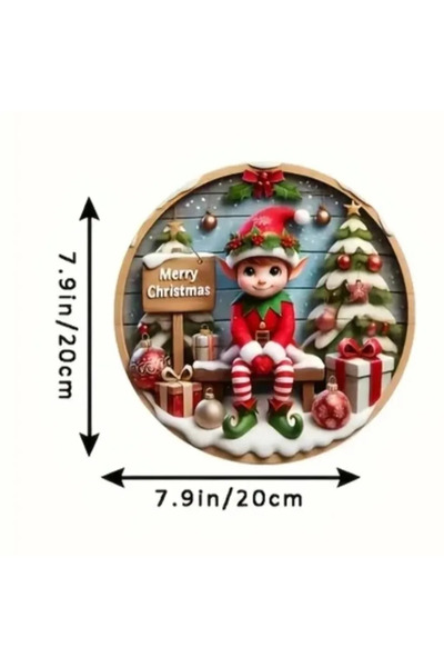 HELLOYOUNG لافتة معدنية دائرية على شكل رجل ثلج رمضانية مقاس 20×20 سم (TYA4944...