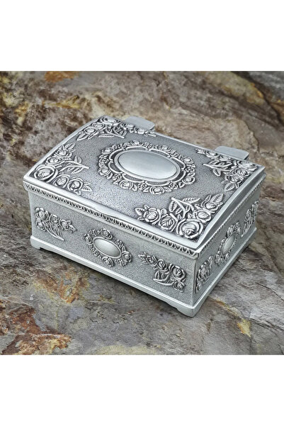 Choice صندوق مجوهرات معدني صغير الحجم بتصميم عتيق على شكل زهرة منحوتة، صندوق ...