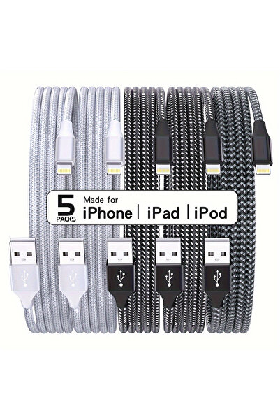 Choice كابل شحن سريع من USB إلى Lightning معتمد من MFI من LAIHONEN، 5 قطع (2B...