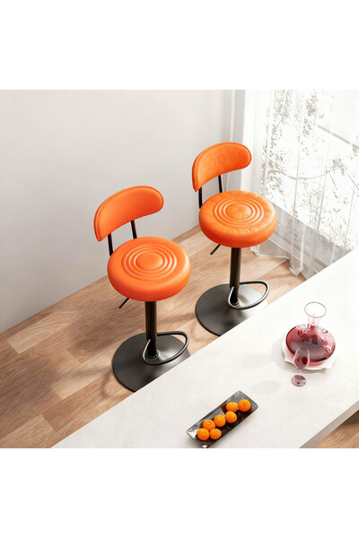 sharpdo 4PCS Bar Chair,High Back Small Round Stool, Comfortable Adjustable High Bar Chair with 360° Swivel