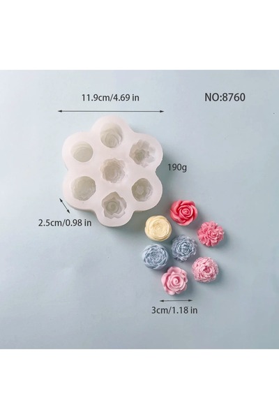 Choice1 قالب زهور الورد، 7 قطع، قوالب سيليكون ثلاثية الأبعاد على شكل وردة وفا...