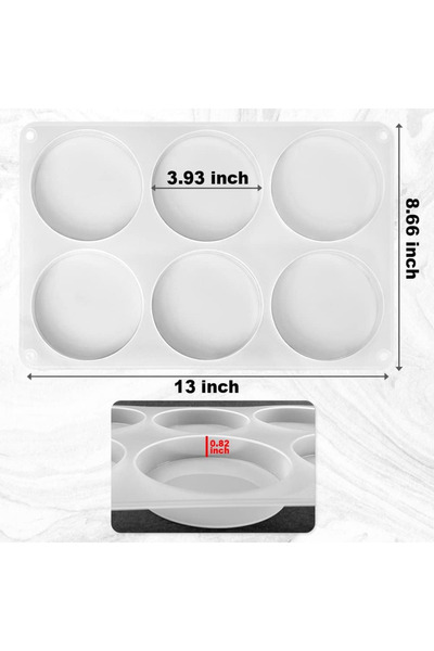 Choice 1pcs 6-hole deep round coaster moulds, 4-inch coaster silicone moulds for epoxy plaster-cement mixes