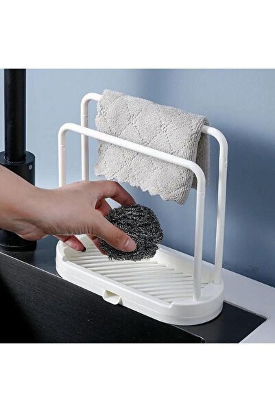 Choice WHITE Kitchen Cloth Rack, Double-Layer Dishwashing Cloth Drain Rack, S...