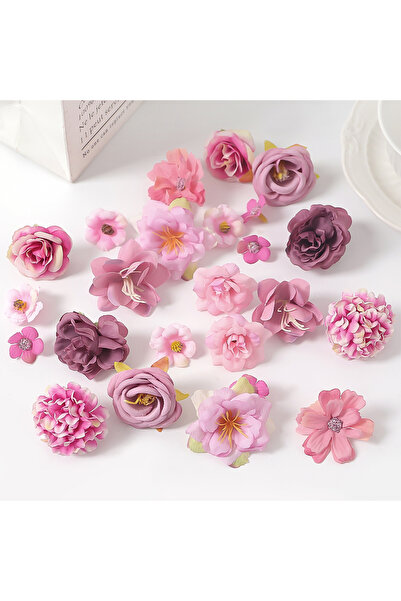 Choice وردة حمراء 24 قطعة 4.5 سم وردة صناعية من الحرير المختلط رأس زهرة بالجم...