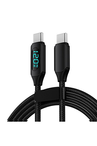 Choice كابل بيانات USB من النوع C أسود بطول 1 متر، 120 واط، 6 أمبير، شاحن هات...