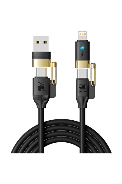 Choice كابل USB من النوع C 4 في 1 بقوة 240 واط، أسود، سلك شحن سريع لبيانات ال...