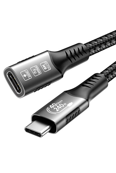 Choice كابل تمديد USB-C 8K أسود بطول 1.8 متر، متوافق مع Thunderbolt 4/3 وUSB4.0 للشحن السريع