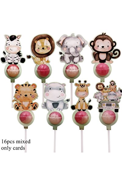choice2 16pcs mixed 16PCS Carton Animal Lollipop Cards Candy Holder Card Kids...
