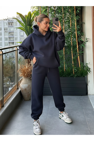 BayBayan ЖЕНСКИ 3-НИШЕН КАЗУАЛЕН ТРЕЙКСУИТ С КАПЮШОН И ВИСОКА ТАЛИЯ