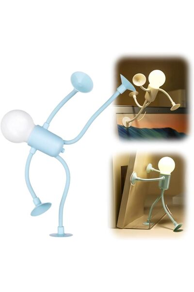 Choice مصباح مكتبي أزرق قابل للتغيير على شكل رياضي مضحك مزود بزر وبطارية لغرف...