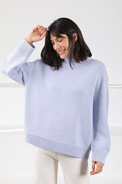 Ferraro Μπλε μακρυμάνικο πουλόβερ με λαιμόκοψη από κασμίρ oversized γυναικείο...