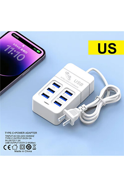Choice شاحن USB 6 في 1 بمقبس أمريكي 6 منافذ USB 35 وات متعدد المنافذ للشحن ال...