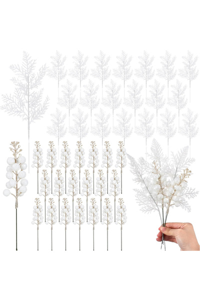 Choice 10 قطع بيضاء 10 قطع باقة التوت الاصطناعي البيضاء زينة شجرة عيد الميلاد...