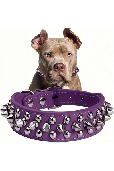 Choice XL purple CP037--pet dog adjustable rivet collar, anti-bite neck protect collar used of durable PU