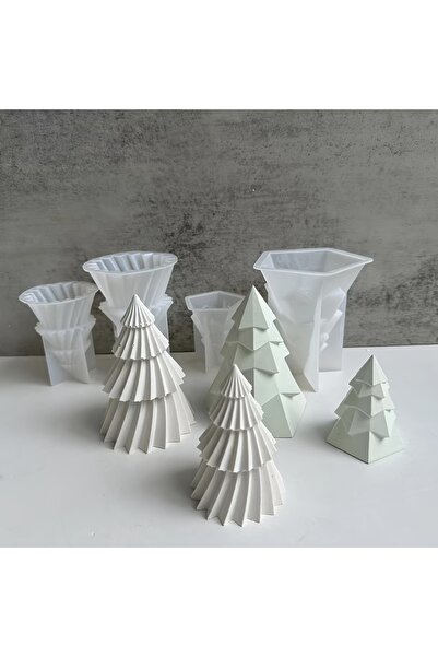 Choice small Christmas tree 2pcs DIY Resin Molds for Christmas Tree Ornaments - Silicone Candle, Plaster, a
