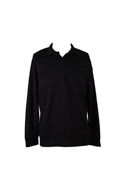 trender Polo Yaka Modal Black Men's Sweatshirt 1065