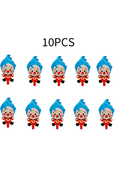 Miniso 10 قطع أخرى من البالونات الصغيرة المصنوعة من رقائق معدنية على شكل مهرج كرتوني لتزيين حفلات أعياد الميلاد وحفلات استقبال المولود الجديد