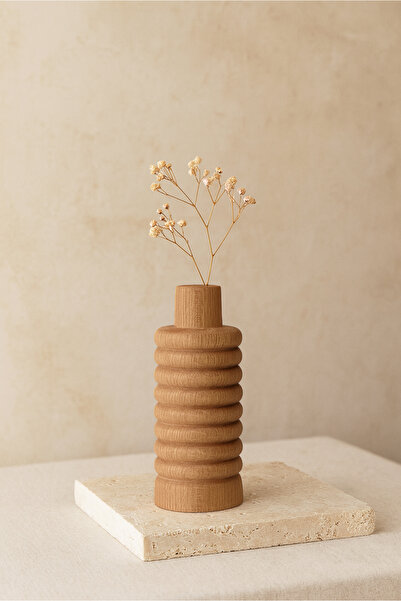 HOMİNG Nordic Style Wooden Flower Pot Vase 15 cm