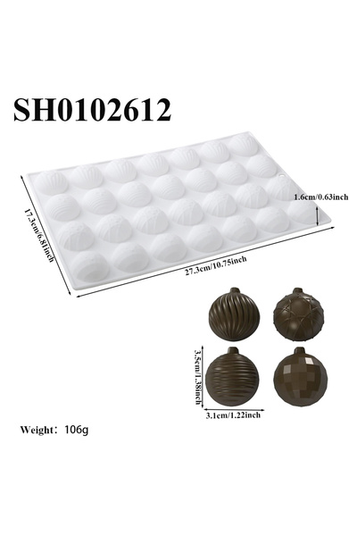 Choice SH0102612 قالب كرة زخرفية صغير لعيد الميلاد مكون من 28 خلية من السيليك...