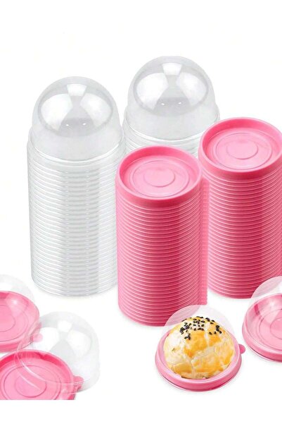 Choice 20pcs Pink 50pcs Clear Plastic Cake Cup Boxes Personal Mini Transparen...