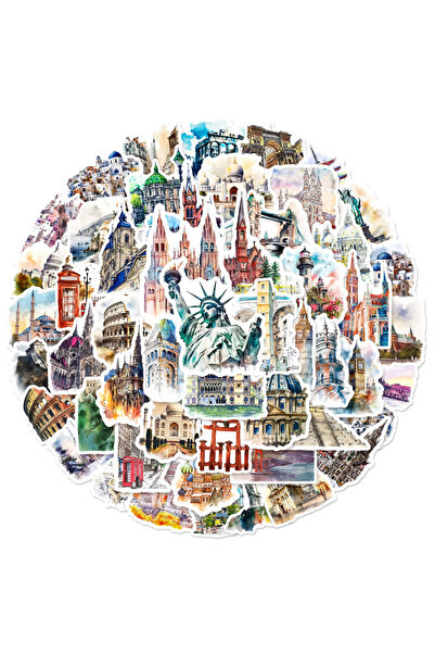 Choice مجموعة ملصقات متنوعة متعددة الألوان من 50 قطعة لمعالم السفر الجميلة وا...